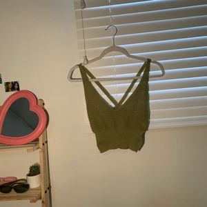 crochet knit crop top green